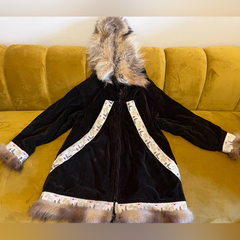 Vintage brown velvet and fur handmade in Alaska